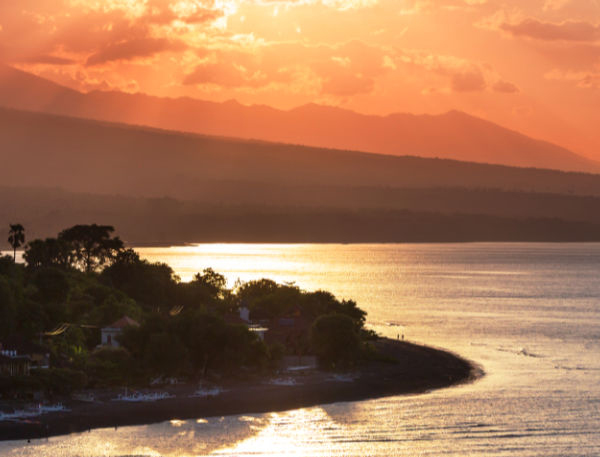 Volcano Agung and Amed beach, Bali, Indonesia