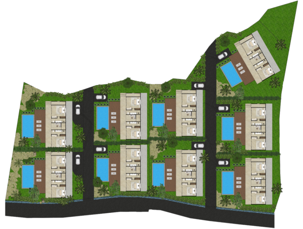 Vesica Villas Celuke concept overview in villa development in Amed.