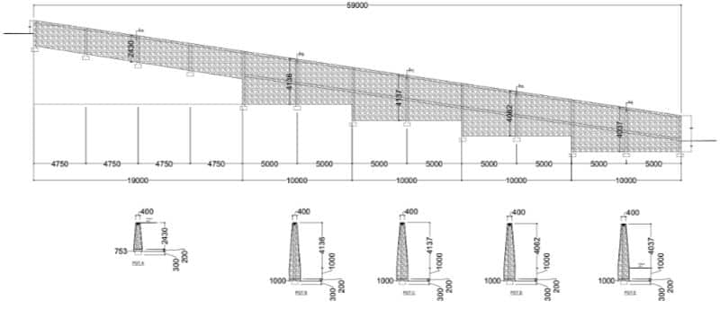 Technical construction plans for retain walls on the Vesica Villas Celuke development.