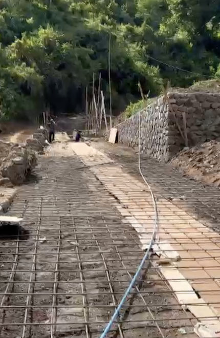 Rebar laid under road network