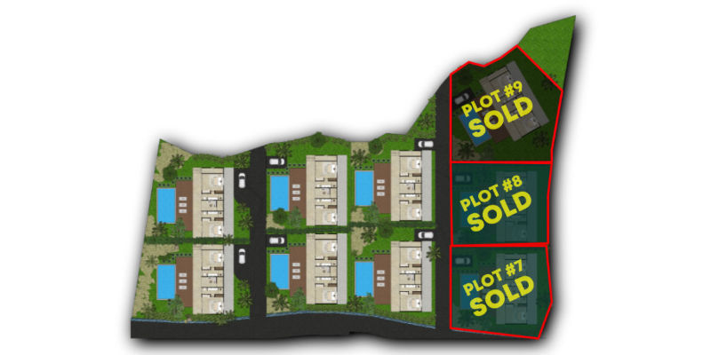 Master plan of Vesica Villa Celuke developments showing plots sold