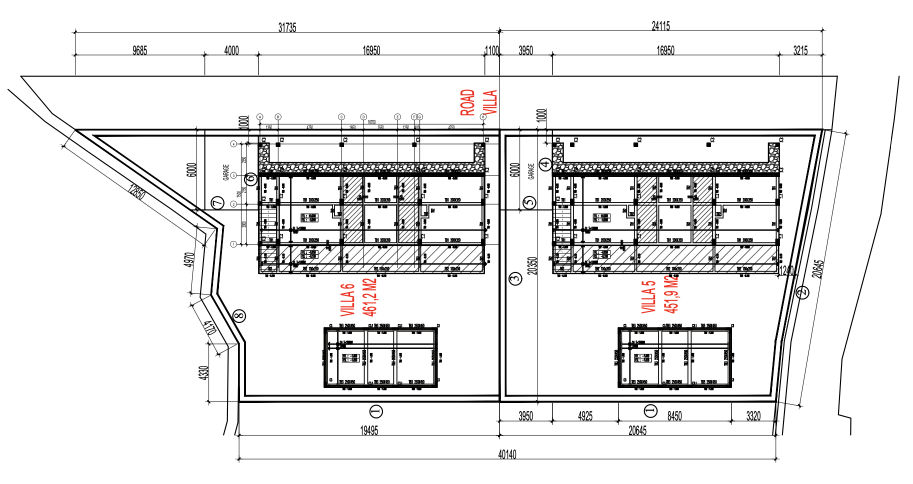 Architect drawings of Villa #5 and Villa #6 on villa project in Amed Bali.