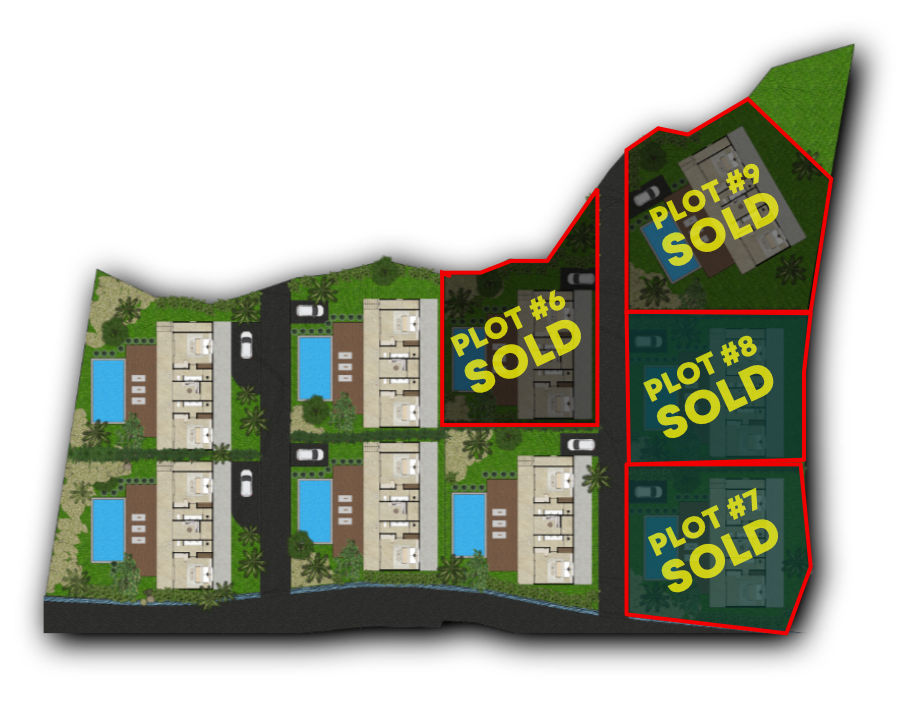 Masterplan of Vesica Villas Celuke showing plots sold.