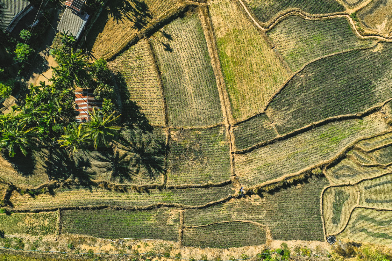 Aerial view of land for sale in Bali.