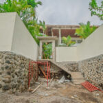 Villa #7 - Main entrance waiting Balinese wooden door.