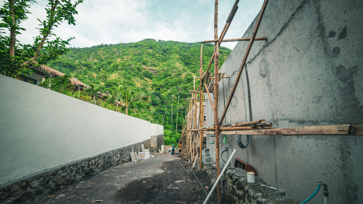 Looking down the road from Villa #9 to Villa #7