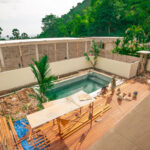 View of the Bali Sea from the balcony of a villa under construction in Amed.