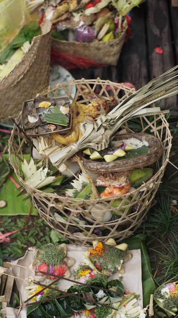 Balinese welcoming ceremony flower basket.
