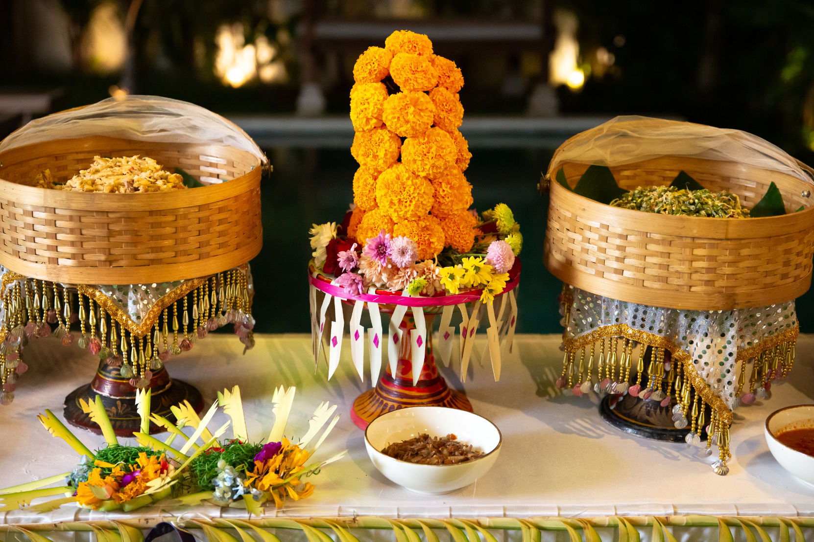 Balinese Cultural Dinner Balinese cookiing class experiences at Vescia Villas Resort in Amed, East Bali.